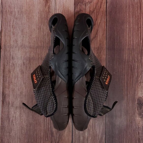 Crocs Swiftwater Mens 8 Brown Mesh Fisherman Deck Sandals Water Shoes 15041 - Picture 10 of 16